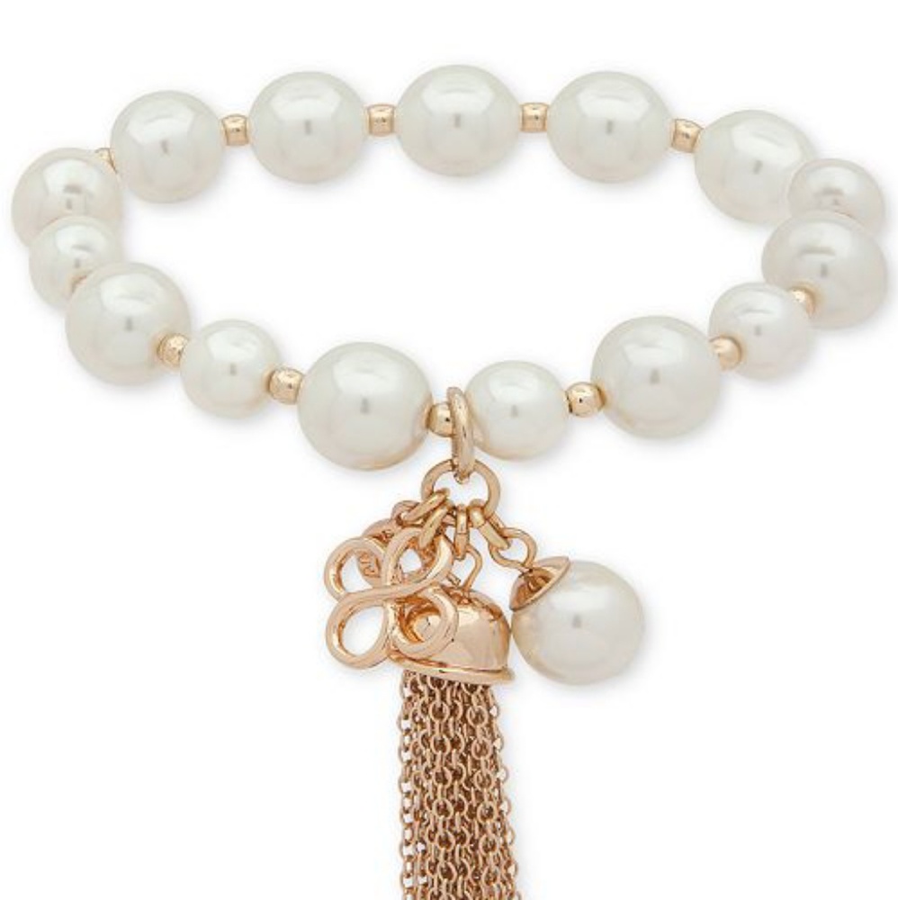 ❌SOLD❌Anne Klein Pearl & Chain Stretch Bracelet - Picture 1 of 7